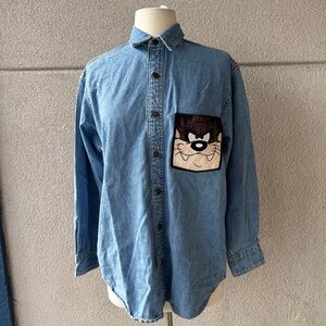 Vintage Taz Denim Button-Up Shirt